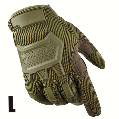 Tactical Gloves with Knuckle Guards – Knit Half Finger Outdoor Gloves for Airsoft Shooting Hunting Operations, Men Women, Sizes M / L / XL, Khaki & Army Green