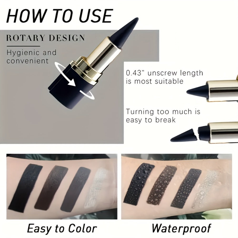 Waterproof Gel Eyeliner Stick 2 or 4PCS 24-Hour Long-Lasting Matte Fast-Drying Non-Smudge Eye and Lip Liner with Brush - Black Brown Everyday Party Makeup Women