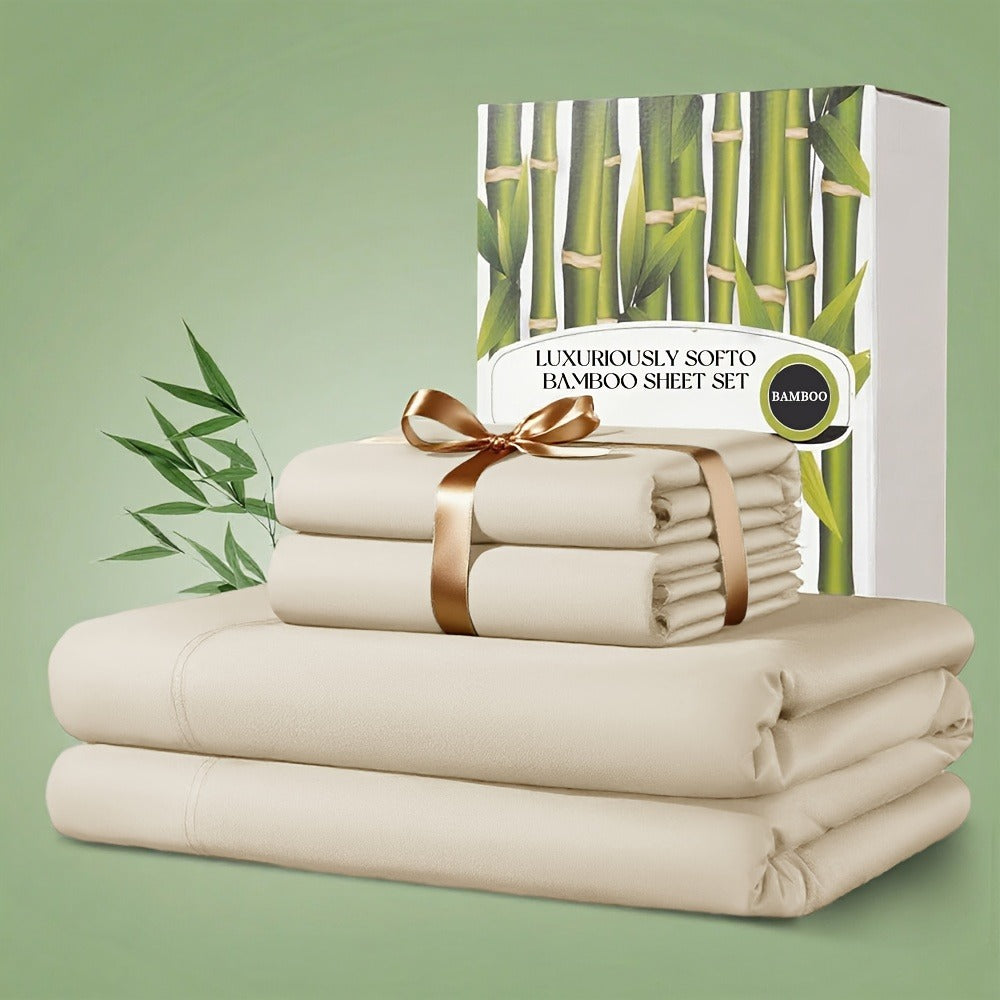Sheet Set, Four-Piece 30% Lyocell and 70% Viscose Bedding with 18-to-24-Inch Fitted Pocket and Twelve Colors