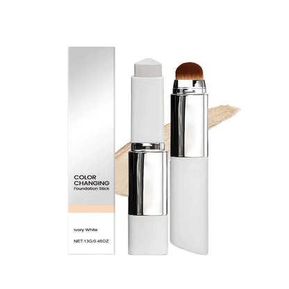 Two-Piece Color-Adapting Foundation Stick Set with Built-In Brush, Puff and Three Shade Options