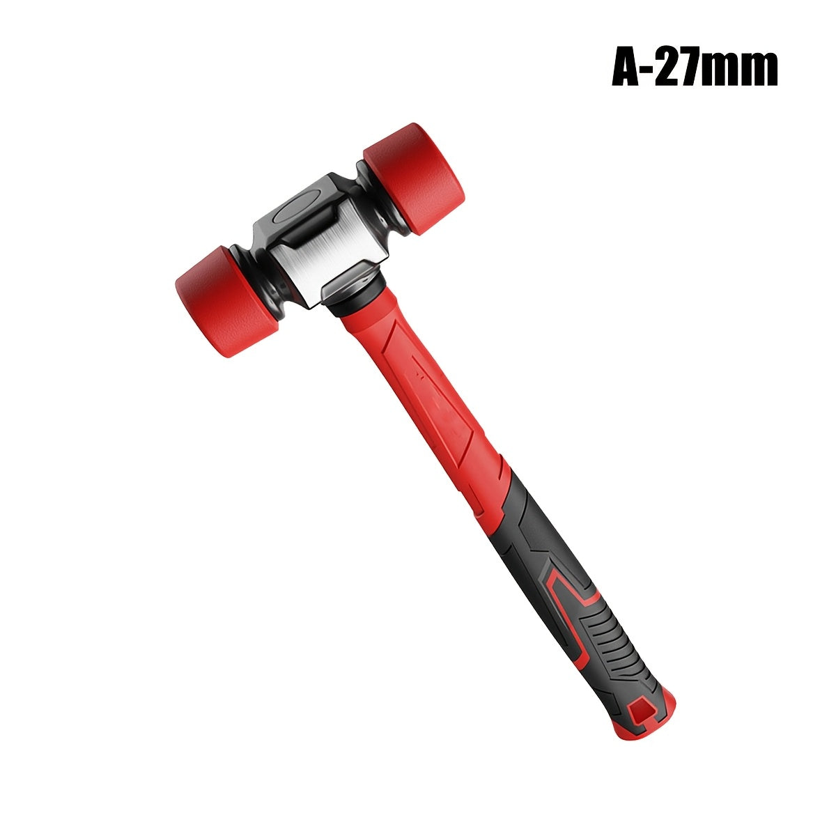 Double-Head Rubber Mallet with Red Grip and A-27 mm or B-36 mm Head Options for Flooring and Craft Work