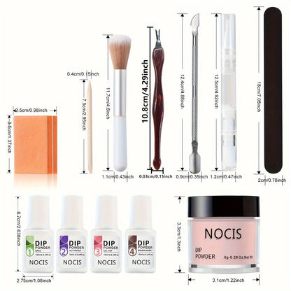 Dip Powder Nail Kit 20 Colors Glitter Set with Top Coat Primer Activator Pink Purple Brown French Manicure Starter Kit for Beginners Salon Quality Long Lasting