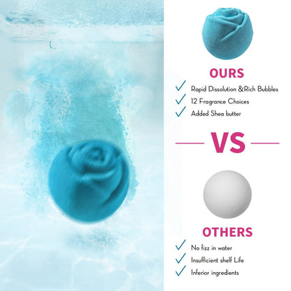 Bath Bombs, 12-Piece Shea Butter and Essential Oil Gift Set with Assorted Round Fizzers and Fragrance Labels
