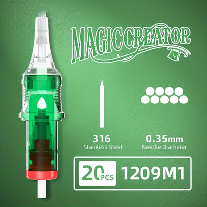 Disposable Tattoo Needles 20pcs Mixed Set RL RS M1 C-M — Multi-Gauge High Transparency Cartridge, Lasting Sharpness, Ample Ink Capacity, for Professional Artists & Beginners
