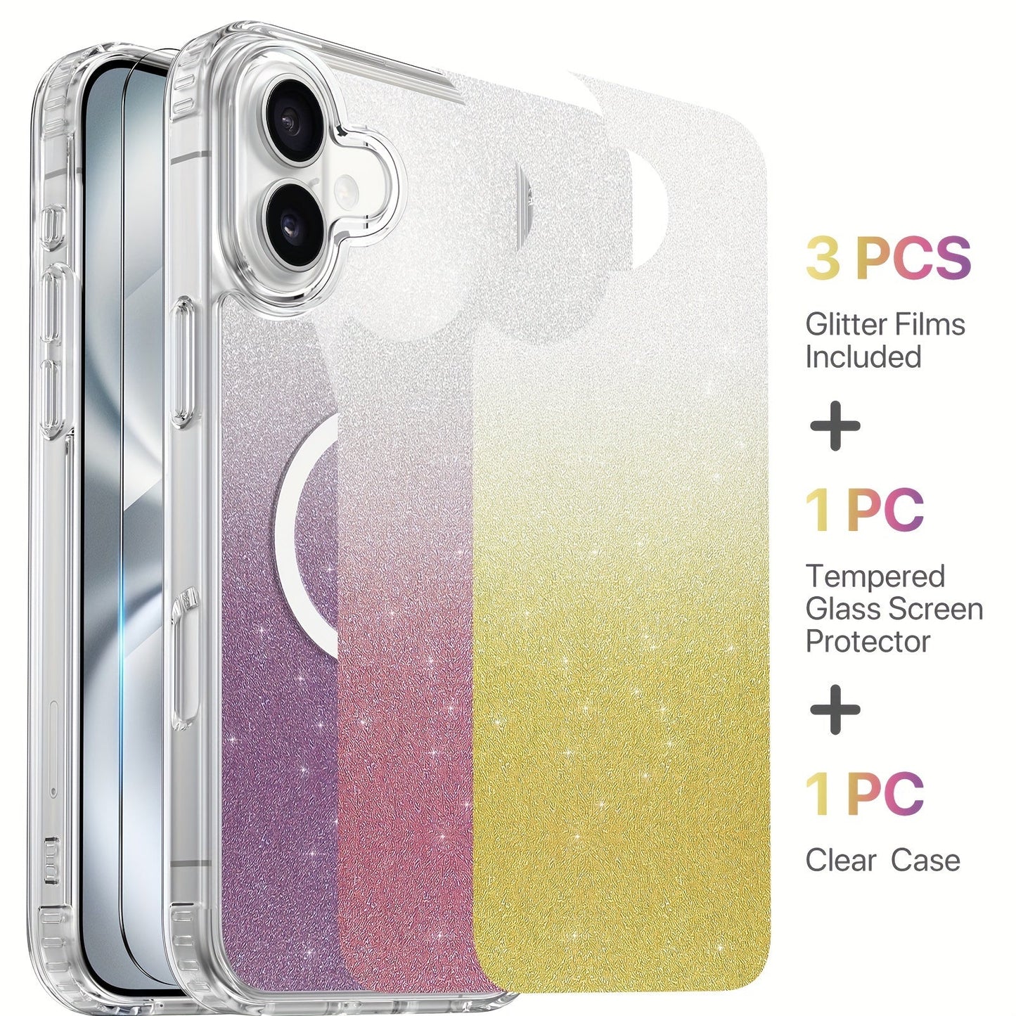 MagSafe iPhone Case with Screen Protector & Camera Lens Protector – N52 Super Magnet Shockproof Clear TPU PC Cover, Anti-Yellow, 3-in-1 Bundle for iPhone 16 16 Plus 16 Pro 16 Pro Max 15 14 13 11