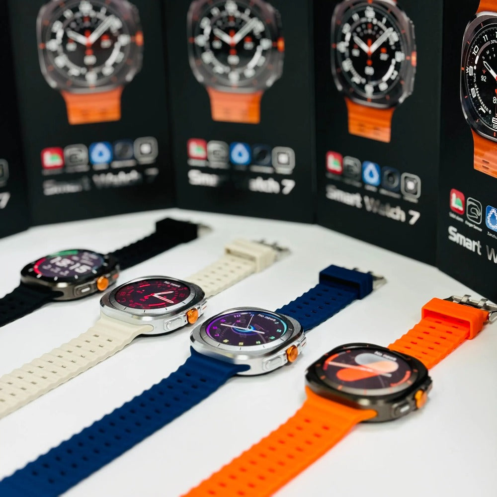 Smart Watch Round Display with Wireless Calling, Custom Faces and Orange, Black, White or Blue Band