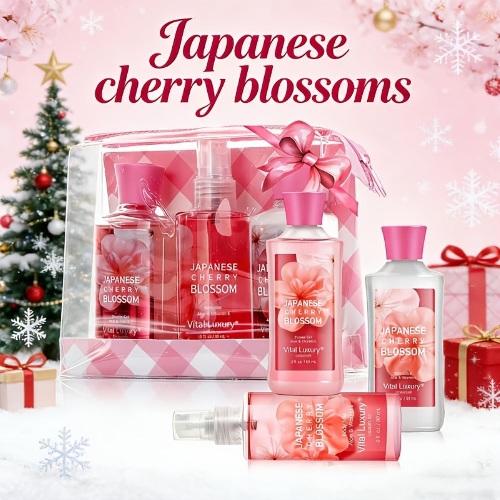 Bath and Body Gift Set in Cherry Blossom, Lavender Vanilla, Vanilla Coconut or Lotion and Mist Options