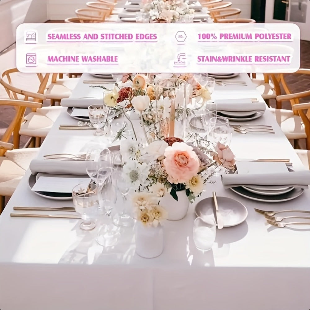White Rectangular Tablecloth Set with Ten 60 x 102-Inch Covers for Banquet and Party Tables
