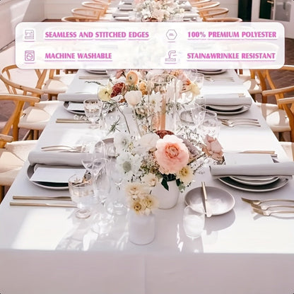 White Rectangular Tablecloth Set with Ten 60 x 102-Inch Covers for Banquet and Party Tables