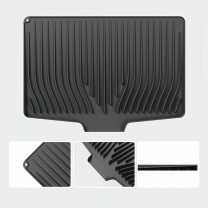 Kitchen Mat Set, 34.5x19-Inch Silicone Slope-Drain Drying Pads in Black or Gray, Single or 2-Piece Options