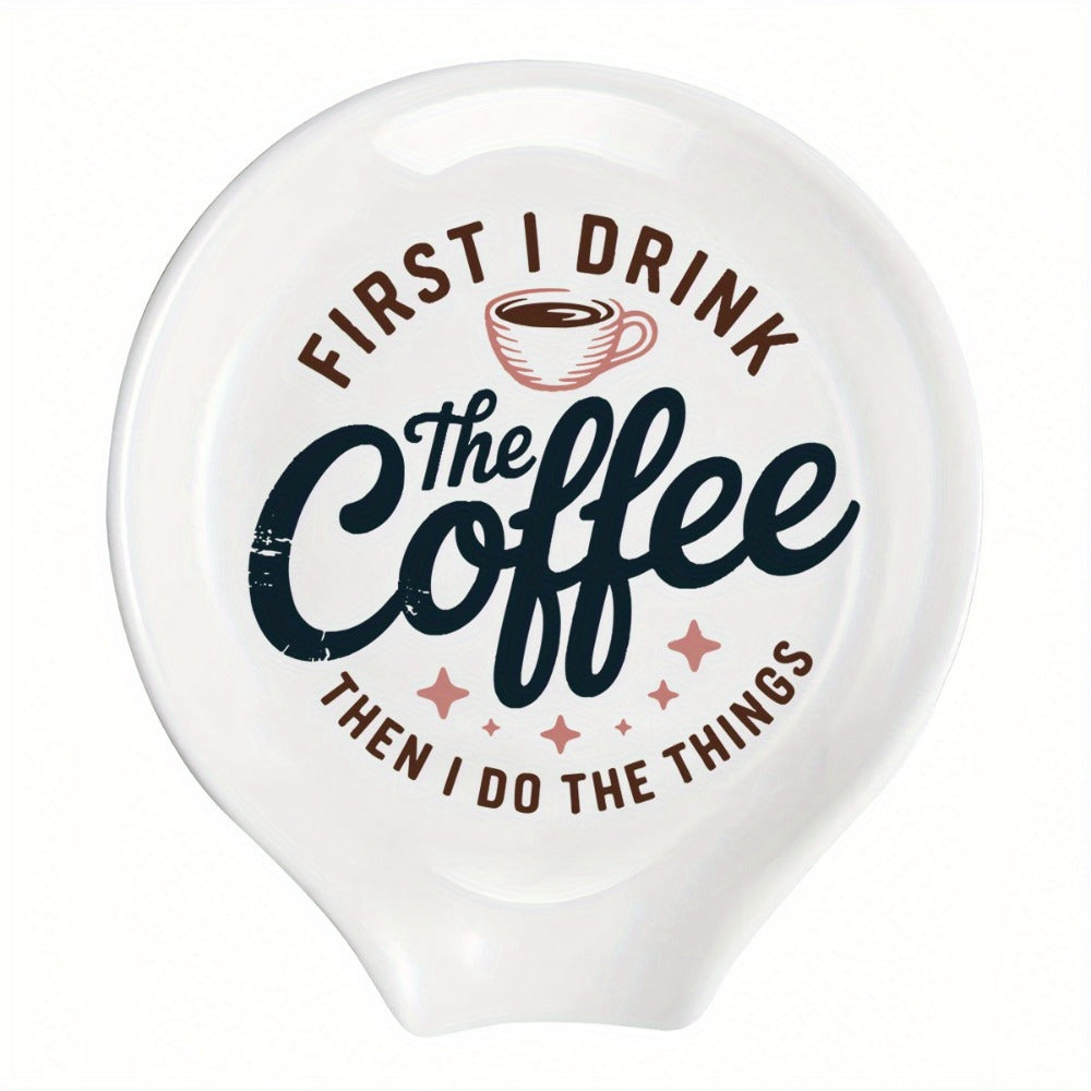 Ceramic Spoon Rest Funny Coffee Quote – "A Cup of No Return" Ceramic Utensil Holder for Coffee & Tea Spoons, Cute Spoon Holder for Kitchen Counter, Cafe Decor, Perfect Coffee Lover Gift
