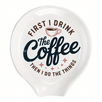 Ceramic Spoon Rest Funny Coffee Quote – "A Cup of No Return" Ceramic Utensil Holder for Coffee & Tea Spoons, Cute Spoon Holder for Kitchen Counter, Cafe Decor, Perfect Coffee Lover Gift