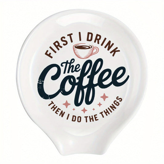 Ceramic Spoon Rest Funny Coffee Quote – "A Cup of No Return" Ceramic Utensil Holder for Coffee & Tea Spoons, Cute Spoon Holder for Kitchen Counter, Cafe Decor, Perfect Coffee Lover Gift