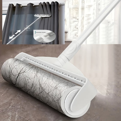 Extra-Long Adhesive Lint Roller with 49-Inch Segmented Handle and One Refill Roll for Pet Hair Cleanup