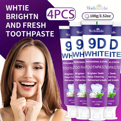 Four-Pack 100g Purple Mint Toothpaste Tubes with 9D Label Design and 400g Total Listed Quantity