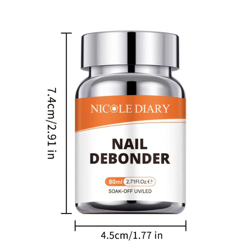 Press On Nail Debonder Remover 80ml — Fast 3-5 Second Soak-Off Liquid for False Tips, Rhinestone Glue Remover, No Damage Easy Dissolve, Professional Nail Care Tool for Women Home Salon