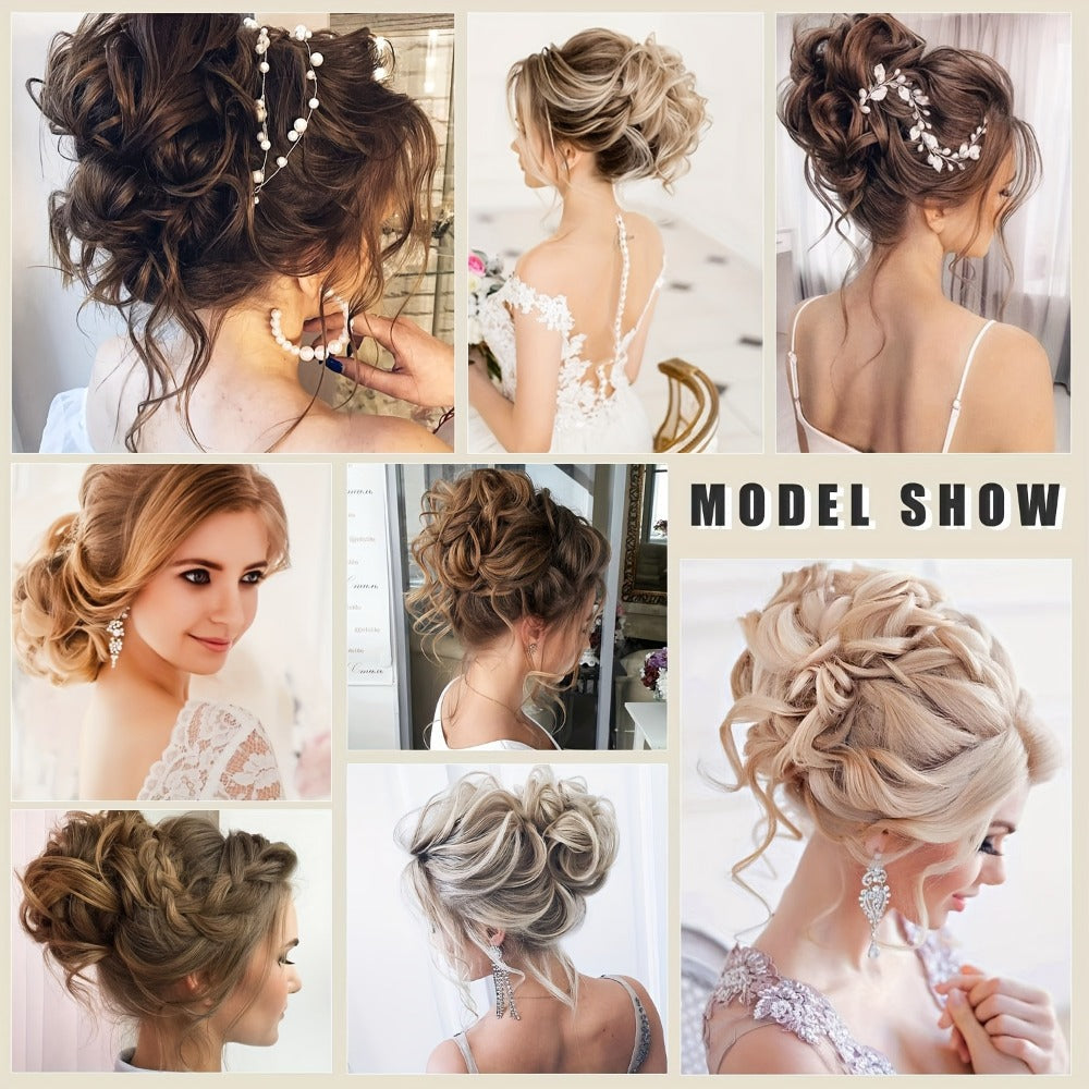 Messy Bun Hairpiece Claw Clip Curly Wavy Synthetic 6 Inch 7 Colors Instant Updo No Heat Easy Style Women Daily Work Party Wedding