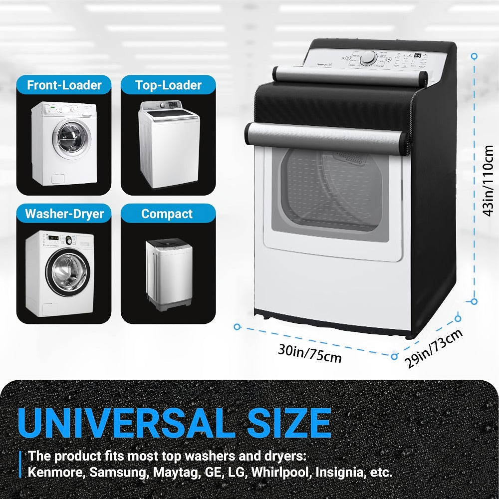 Two-Piece Washer and Dryer Cover Set with Roll-Up Access Panels in Black or Silver Checkout Options
