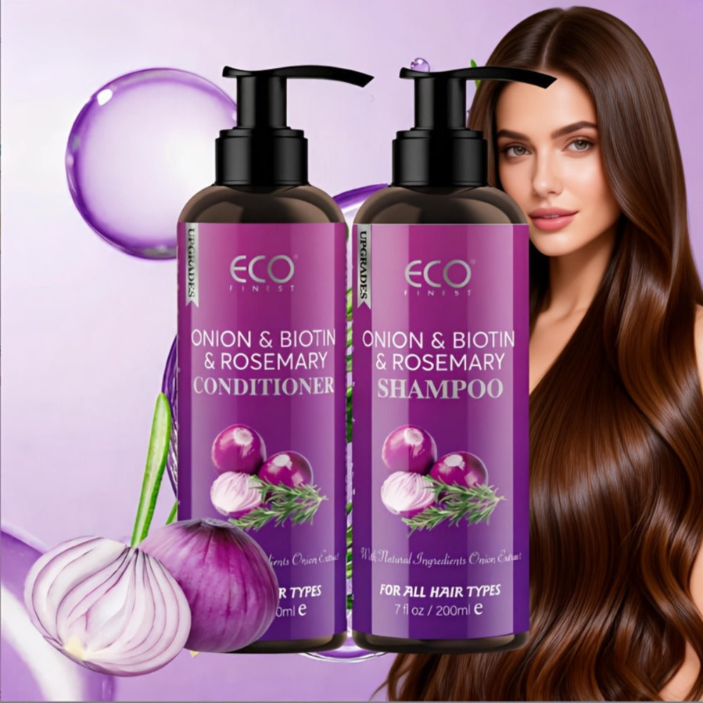 Two-Pack 6.76 oz Shampoo and Conditioner Set with Biotin, Rosemary, Onion Extract and Jojoba Oil