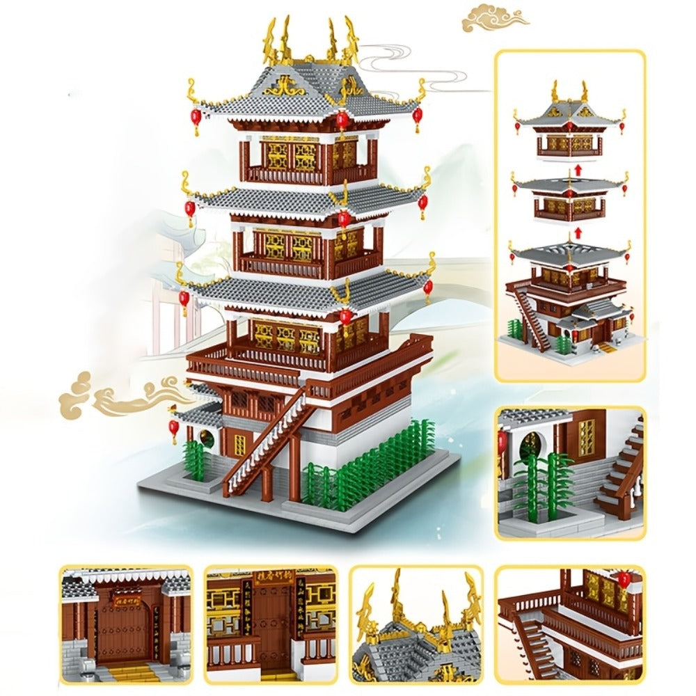 Ancient Chinese Palace Architecture Micro Building Block Set with 6,134 Pieces for Expert-Level Display
