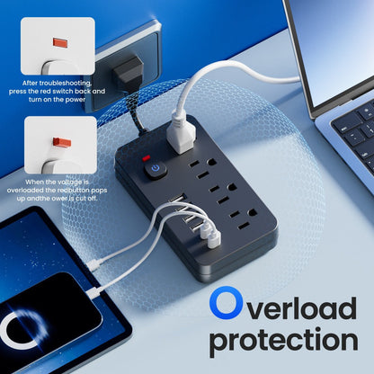 Power Strip Wall-Mount Outlet Extender with 10-in-1 or 14-in-1 Port Layout, USB-C and Master Switch
