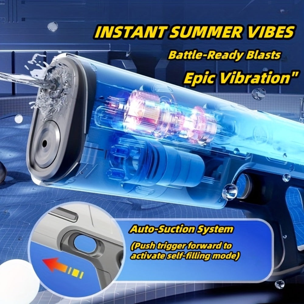Rechargeable Electric Water Blaster with Pulse Light, Self-Fill Function and Blue, White or Brown Gift Box Options