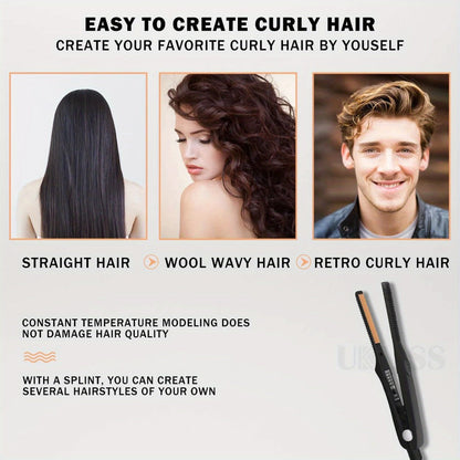Root Crimper and Straightener Hair Styling Tool with Four Temperatures and Ceramic Plates in Black