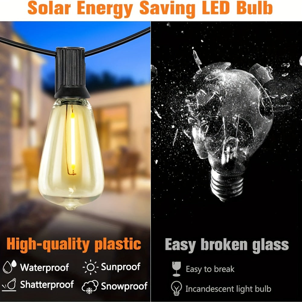 Solar Bulb String Lights in Warm White with ST38-Style Bulbs and 50- or 100-Foot Length Options