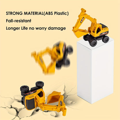 Construction Vehicle Toy Set for Kids – 4PCS Large Shatterproof Excavator, Mixer, Dump Truck & Bulldozer Engineering Cars, Push & Pull-Back Toy Trucks for Toddlers Ages 2+, Birthday Gift for Boys