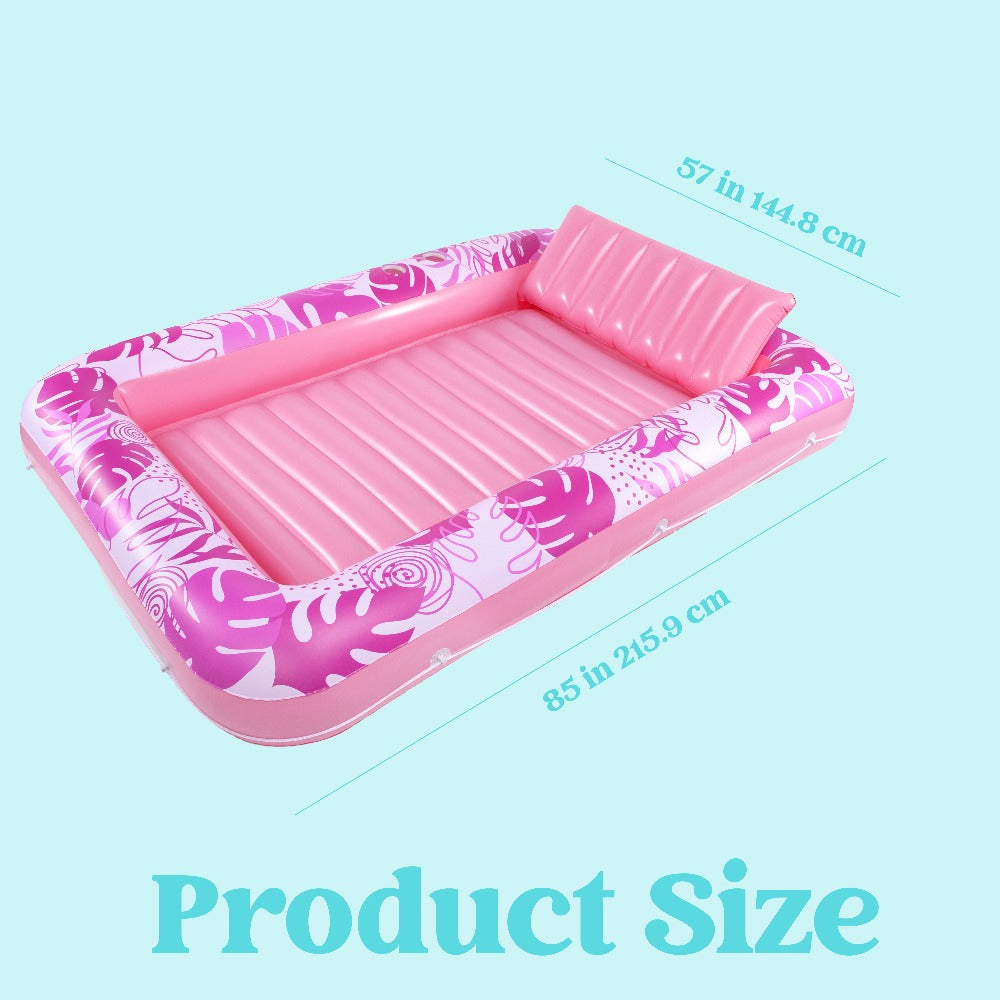 Hot Pink Inflatable Pool Float Tanning Bed with Open Center, Ribbed Base and Large or X-Large Sizes
