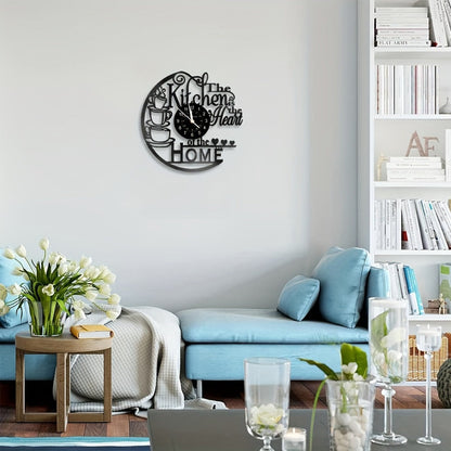 Coffee-Themed Vinyl Record Wall Clock with Cutout Lettering and Standard or LED Light Configuration