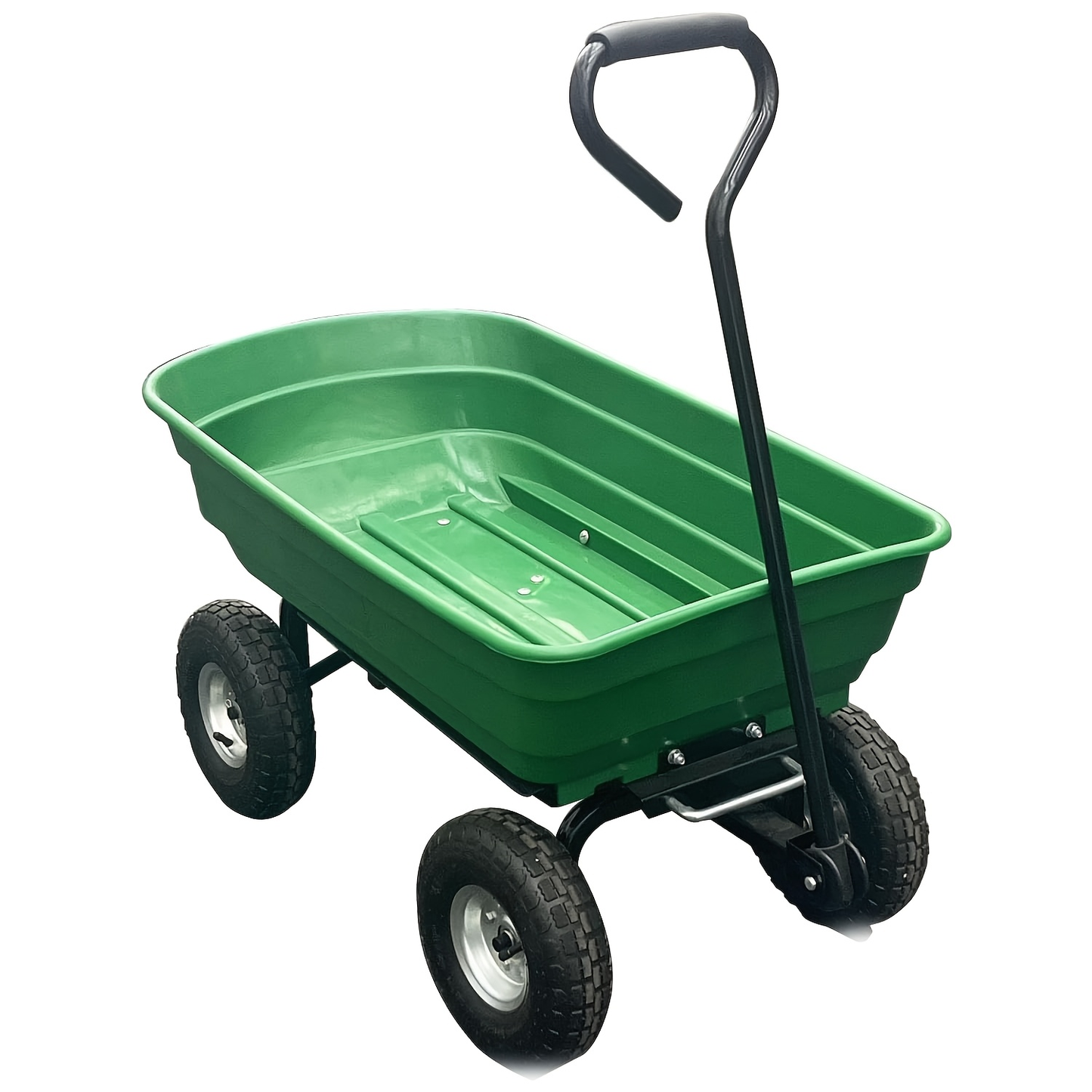 Utility Wagon 1200 lbs Heavy-Duty Poly Bed Steel Frame Dump Cart with Built-in Stand, Towable Wheelbarrow for Garden, Farm & Landscaping