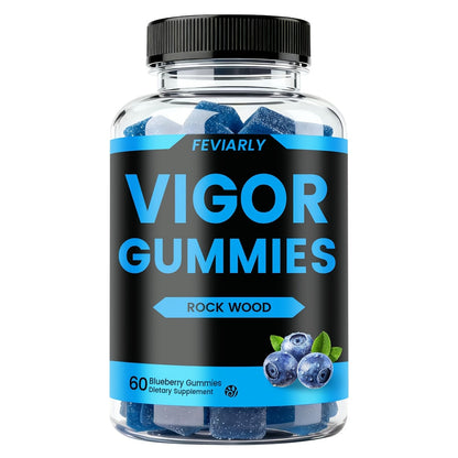 Men's Vitality Booster Gummies – Shilajit, Maca & Longjack Formula – Daily Energy, Mood & Performance Support for Men – Fast-Acting Blueberry Flavor Multivitamin Gummies for Men & Women