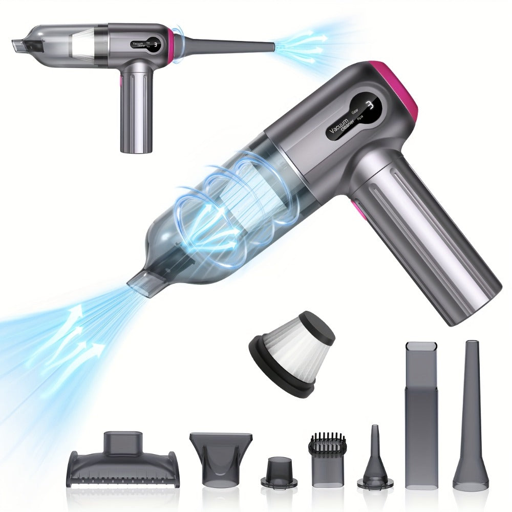 Cordless Car Vacuum Cleaner USB Rechargeable – Powerful Handheld Vacuum with Blow & Suction, Multiple Accessories for Car, Home, Office & Outdoor Use, Portable Strong Suction Auto Vacuum