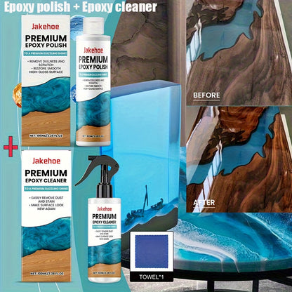 Epoxy Resin Polish & Cleaner 2pcs - Scratch Remover, High Gloss Restorer for Epoxy Surfaces