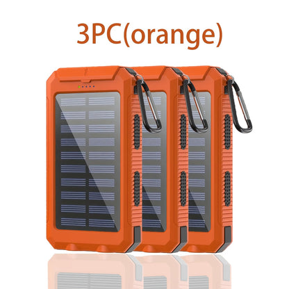 Solar Power Bank, 12800mAh Dual-USB 5V Charger with LED Flashlight and Single-Color or Three-Piece Set Options