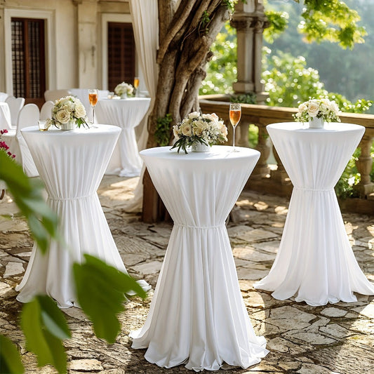 Spandex Cocktail Table Cover Round Stretch Tablecloth for Party Wedding Banquet – Elastic High Top Table Cloth Fitted Cover for Events, Birthdays, Hotels, Outdoor Picnic, Exhibition