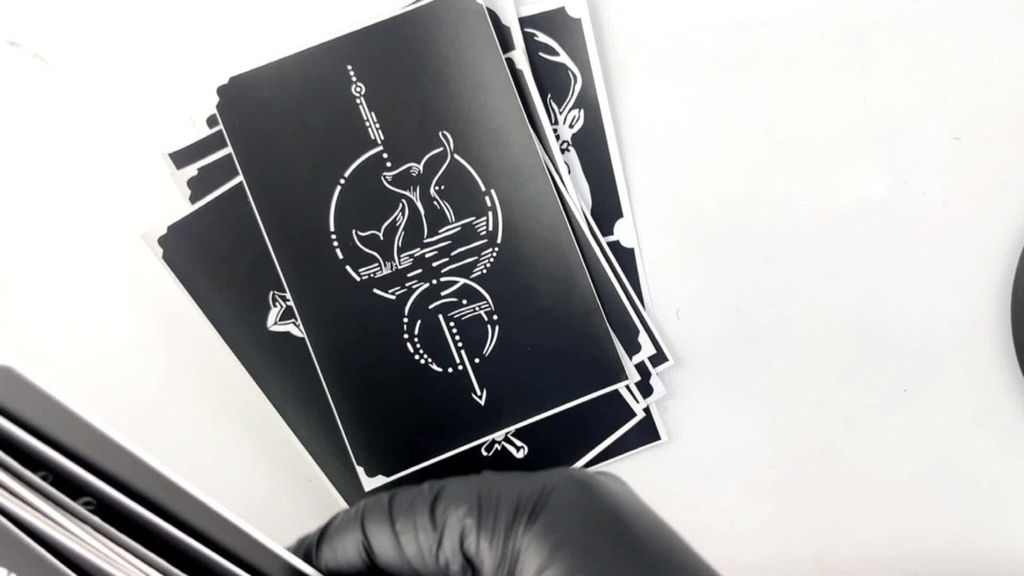 Twenty-Piece A5-Labeled Tattoo Stencil Kit002 with Animal, Symbol and Geometric Pattern Designs