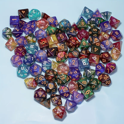 standard tabletop Polyhedral Dice Set 84pcs – Starry Night Glitter Dice with Pouch & Tray for standard tabletop RPG standard tabletop
