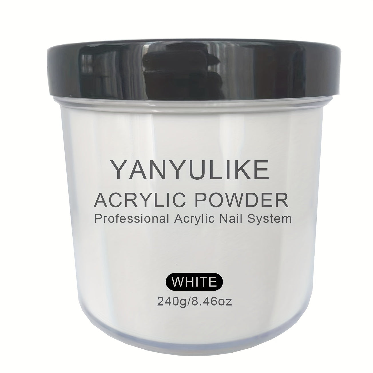 240g Acrylic Nail Powder Jar in Clear, Pink, Nude or White for Use with Compatible Acrylic Liquid