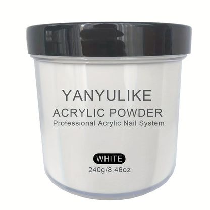 240g Acrylic Nail Powder Jar in Clear, Pink, Nude or White for Use with Compatible Acrylic Liquid