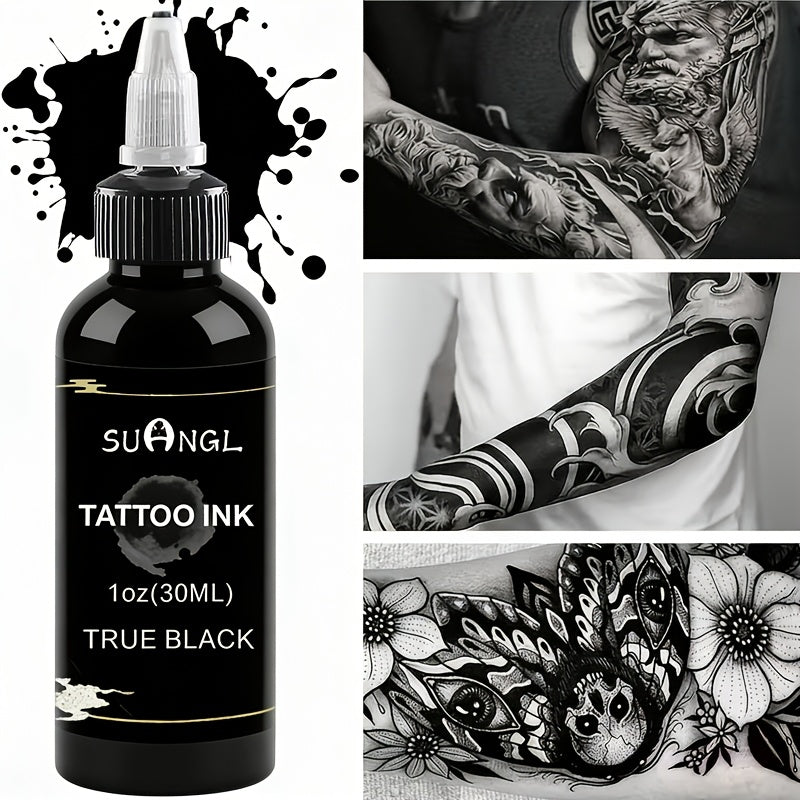 Tattoo Ink Black & White Set 1.01oz — High Brightness Fine Particle Formula, Permanent Body Ink, Needle & Machine Compatible for Professional Studios & Hobbyists