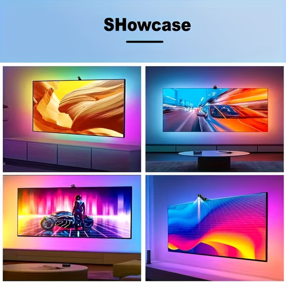 RGB TV Backlight LED Strip Kit, 149.61 Inches with Top-Mounted Screen Sensor, Control Module and App Interface