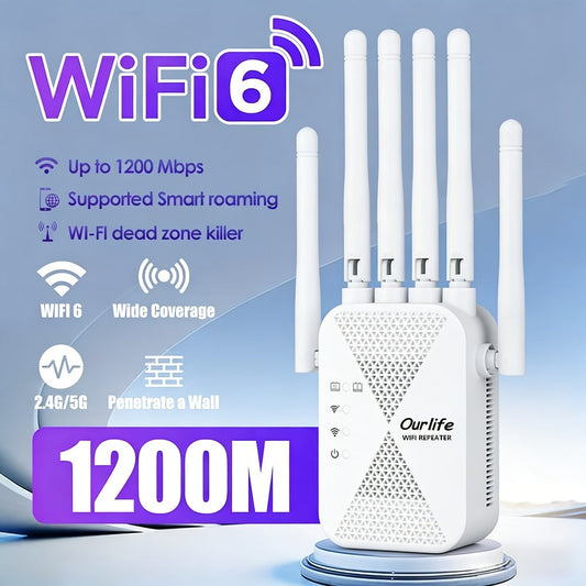 CP3600 WiFi Repeater Signal Booster 2.4GHz Wide Coverage, One-Button WPS Setup, Flexible Antenna Rotation, Adjustable Signal Strength, CISA Certified, Enhanced Stability for Home Office Apartment