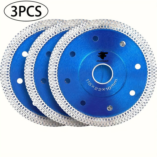 Diamond Saw Blade 4-1/2 Inch 3-Pack X-Teeth Ultra Thin Dry Wet Cut for Porcelain Ceramic Tile Brick Granite Concrete 13000 RPM 7/8 Arbor with 5/8 Adapter DIY Home Use