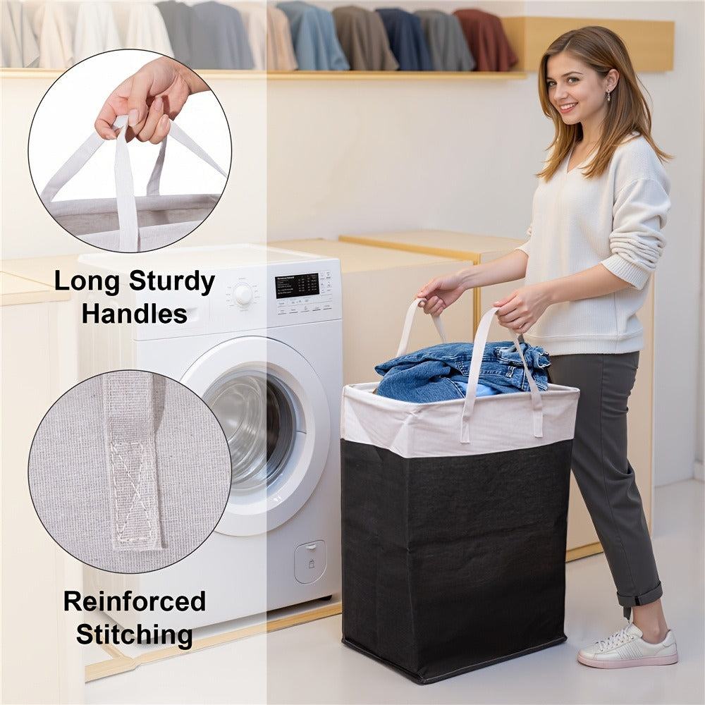 Laundry Hamper Collection in Black or Gray Lidded Styles and One- or Three-Pack Foldable Basket Options
