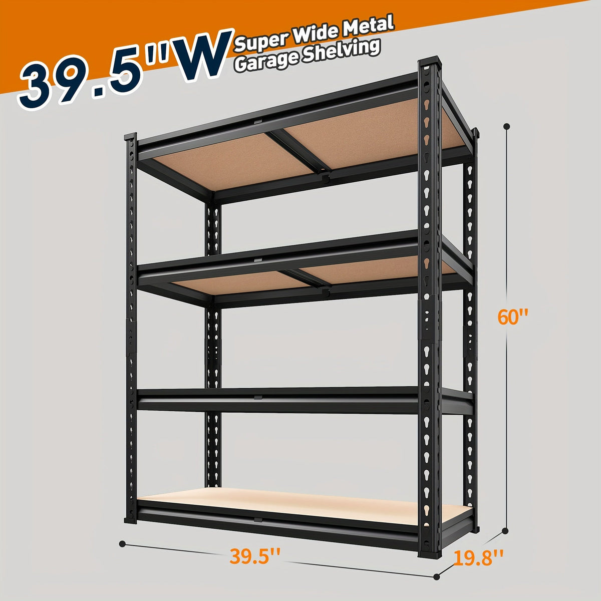 Garage Shelving 5-Tier Metal Storage Shelves Adjustable Steel Shelf Unit for Garage Basement Warehouse Easy Assembly Black Silver