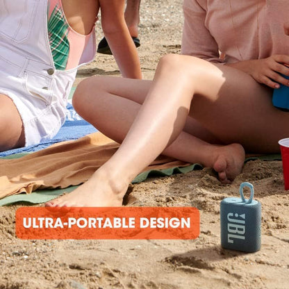 JBL Go 3 IP67 Waterproof Portable Bluetooth Speaker, Big Audio & Punchy Bass, 5-Hour Playtime, USB-C Fast Charge, Rugged Fabric Design with Carry Loop for Outdoor Travel Beach Shower