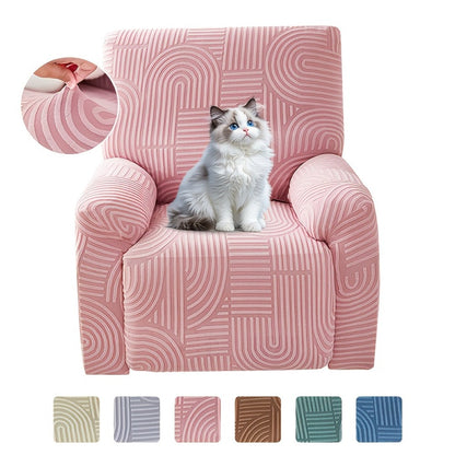 Recliner Slipcover, Four-Piece Elastic Jacquard Single-Seat Chair Cover in Six Color Options