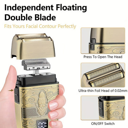 Hair Clippers & Trimmers GSRY Bronze Four-Tool Grooming Set with LCD Displays, USB Charging and Guide Combs